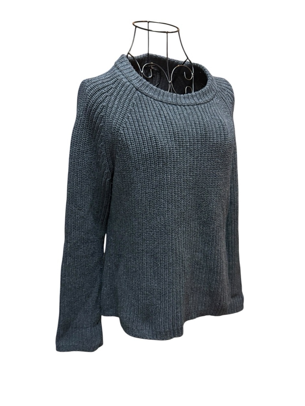 Quince Dark Charcoal Organic Cotton Ribbed Crewneck Sweater - Picture 2 of 7